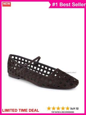 Real Suede Mary Jane Flats Square Toe Buckle Strap Laser Cut